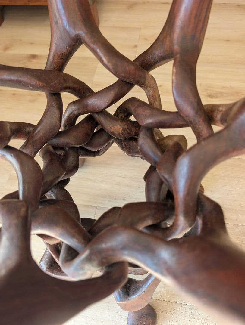 即発送★アンティーク木彫 一本彫り 駱駝型 折り畳み式 花台ラクダ置物 古道具