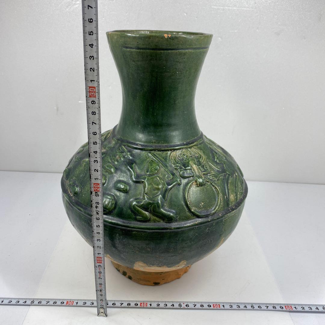 中国漢時代　漢緑釉　大花瓶　高さ約35㎝　タニチ　東里7-0405③