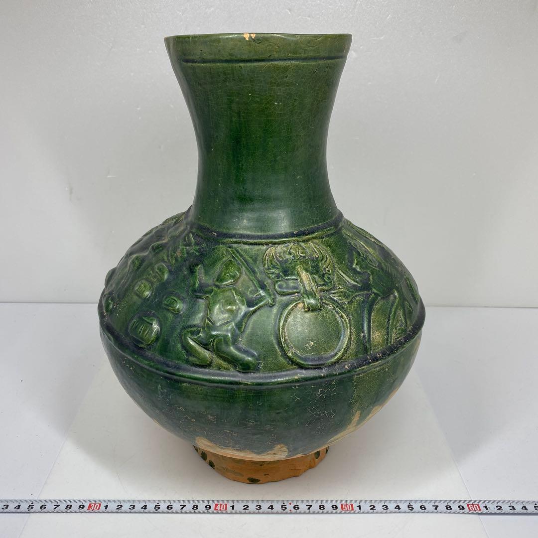 中国漢時代　漢緑釉　大花瓶　高さ約35㎝　タニチ　東里7-0405③