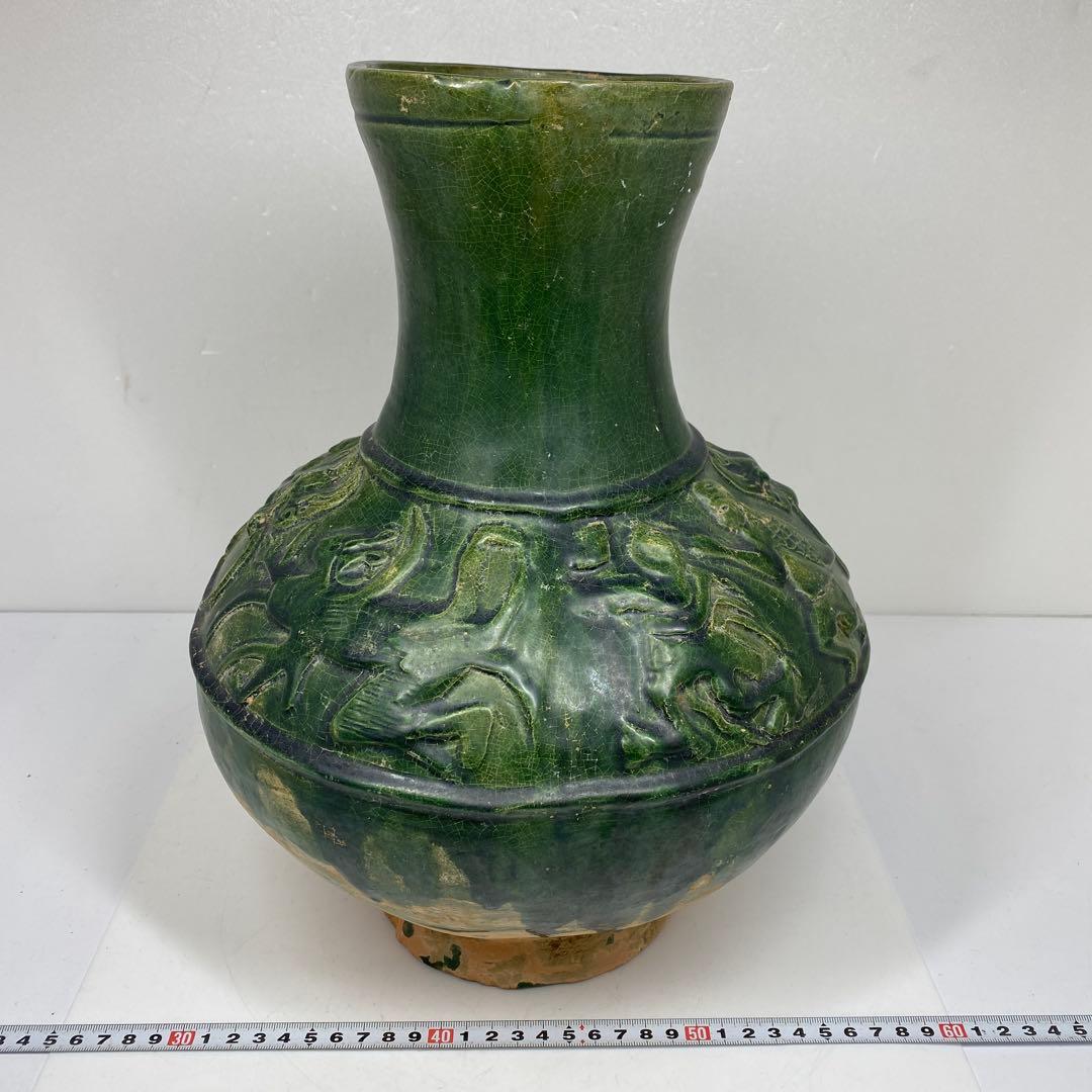 中国漢時代　漢緑釉　大花瓶　高さ約35㎝　タニチ　東里7-0405③