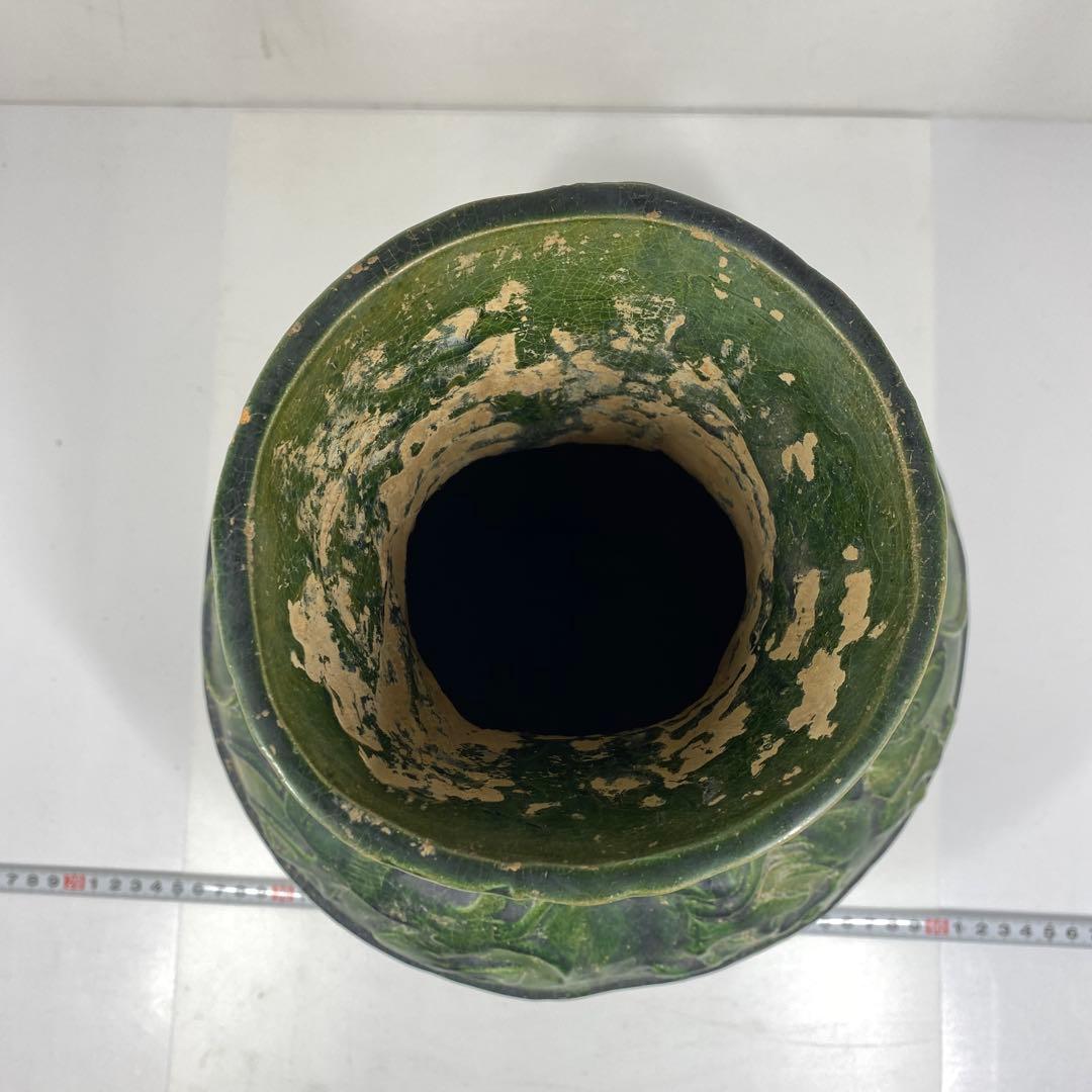 中国漢時代　漢緑釉　大花瓶　高さ約35㎝　タニチ　東里7-0405③