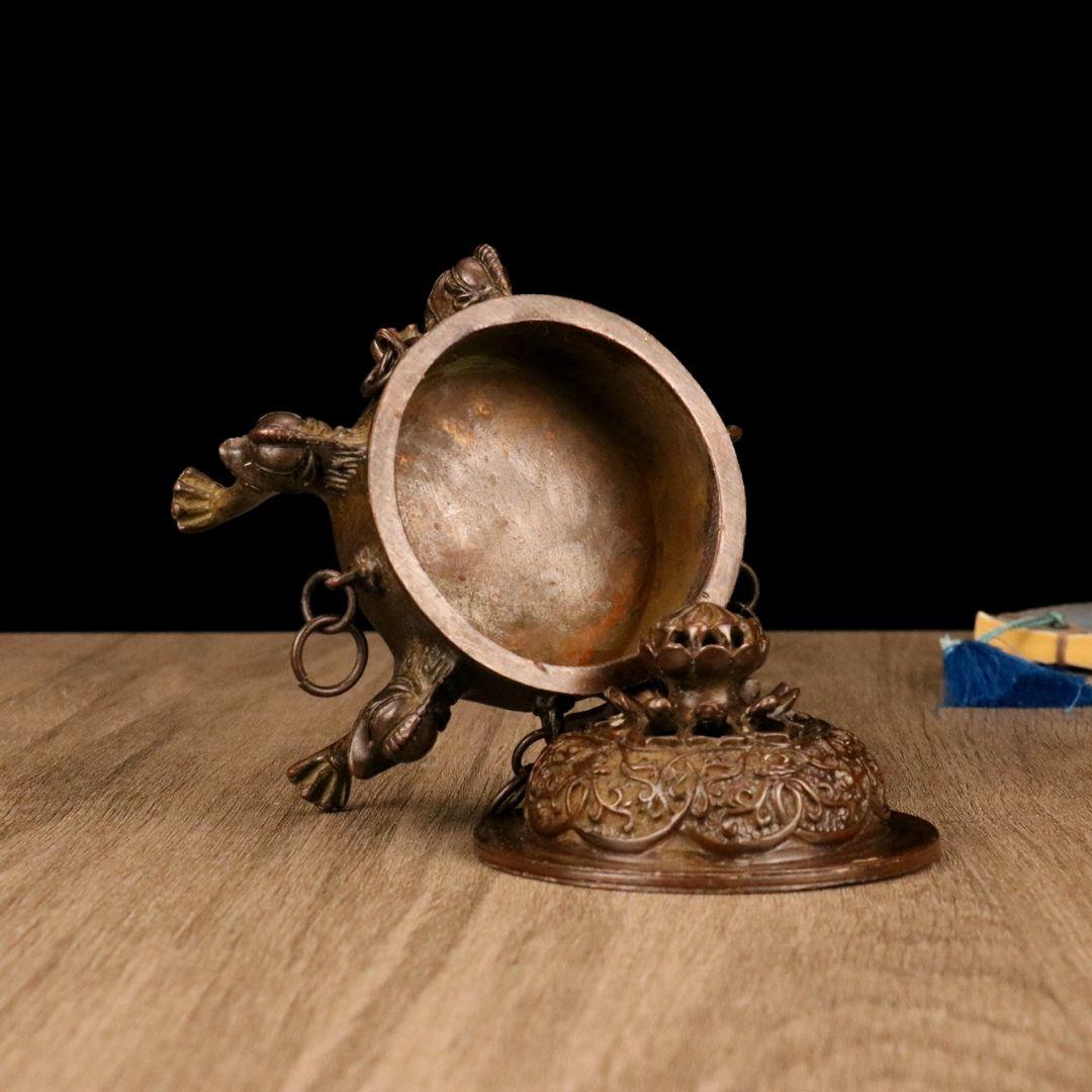 銅製 五足蓮華薫香炉 室内茶道沈香炉 香道具 工芸品 置物