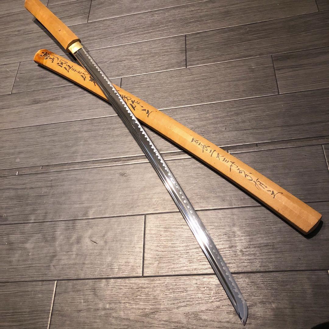 高級模造刀 白鞘 樋入り刀身　濃州関住二十三代藤原兼房作之 刃長二尺三寸五分有之