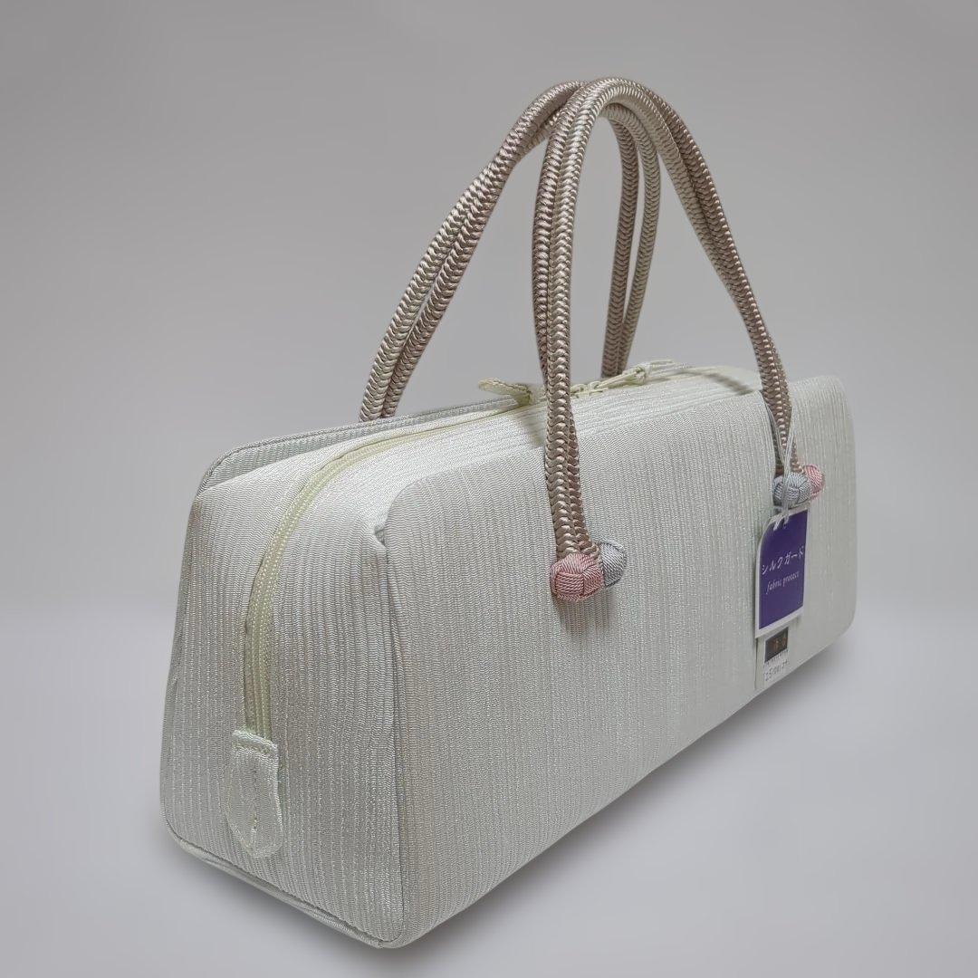 和装バッグ　横長　利休　バッグ　小田巻　　正絹　日本製