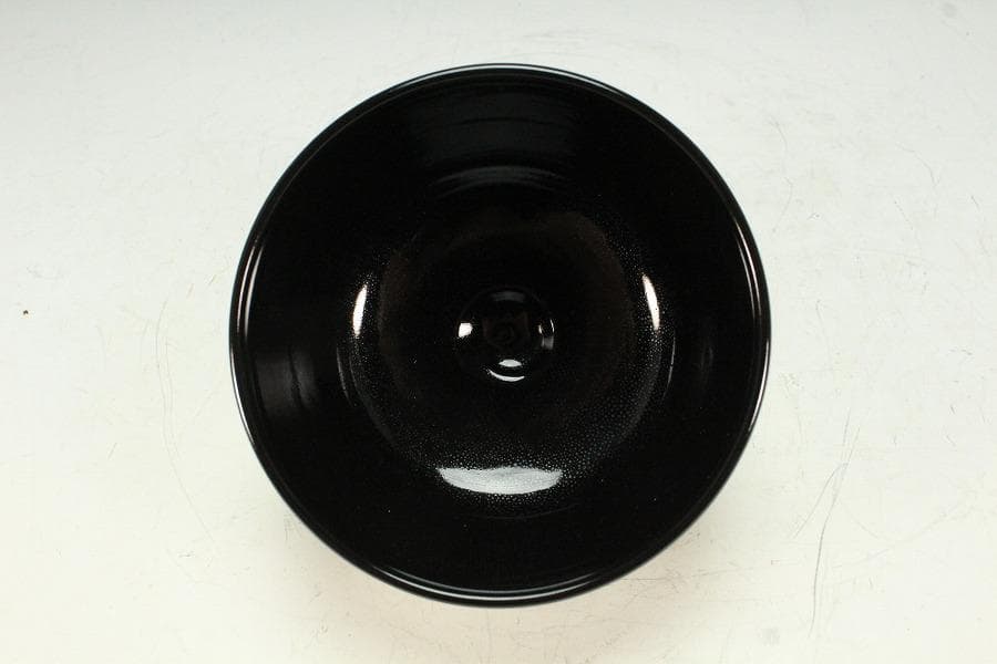 茶道具 黒仁清秋草茶碗 共箱 美品(K-A503)