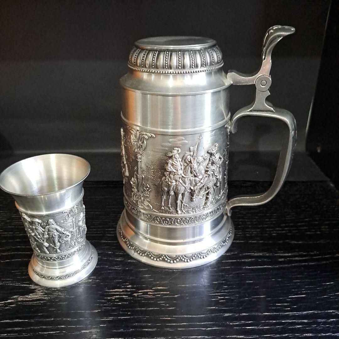 ベルギー製　新品　ピューター　97％　ビアジョッキ&カップ