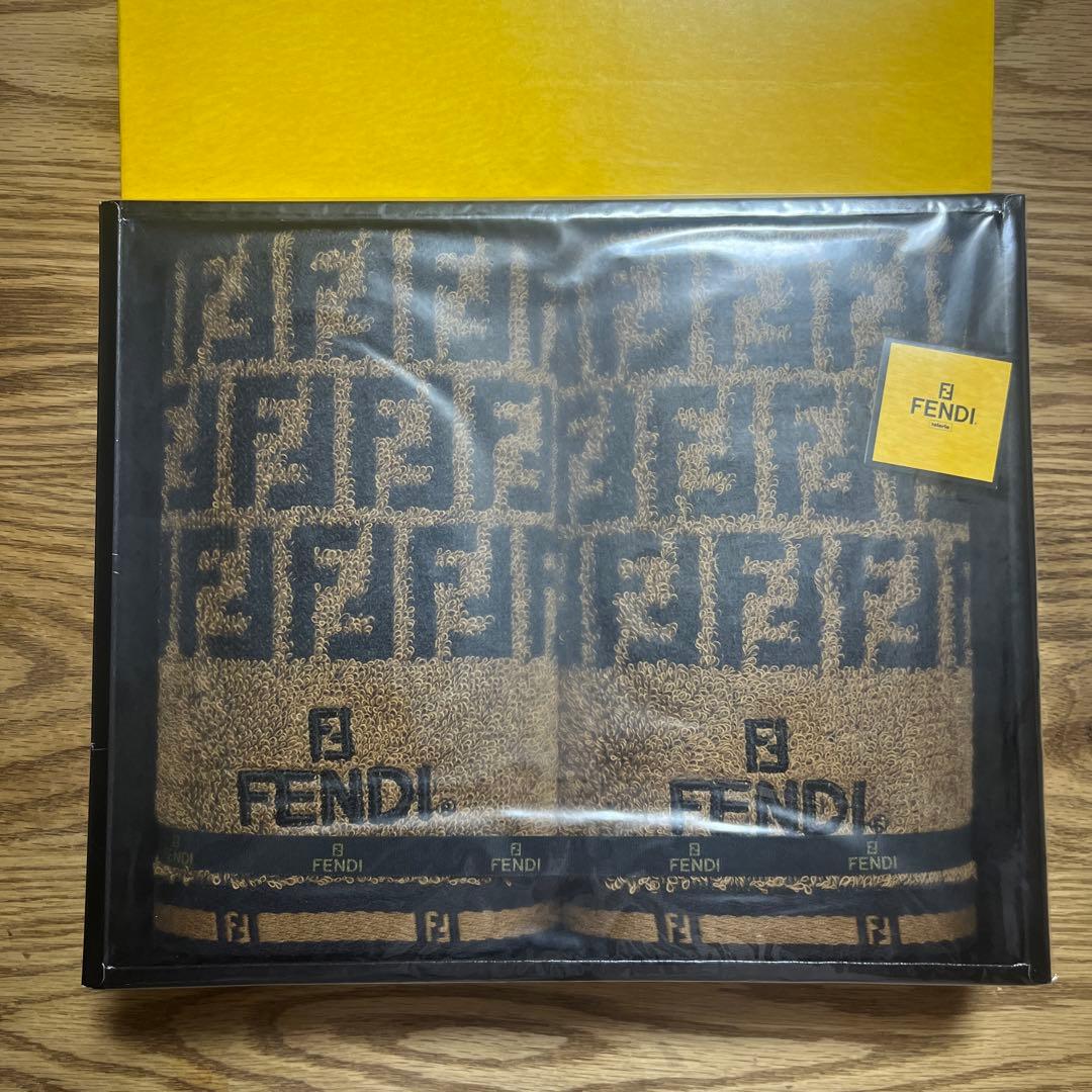 FENDI フェンディ タオルセット 2枚入り ベージュ/ブラウン
