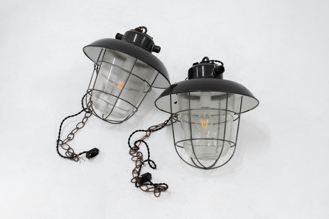 ビンテージインダストリアル ペンダントライト 2個セット ブラック