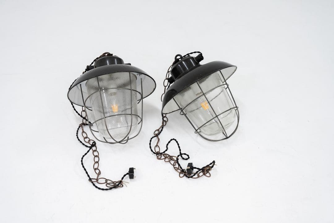 ビンテージインダストリアル ペンダントライト 2個セット ブラック