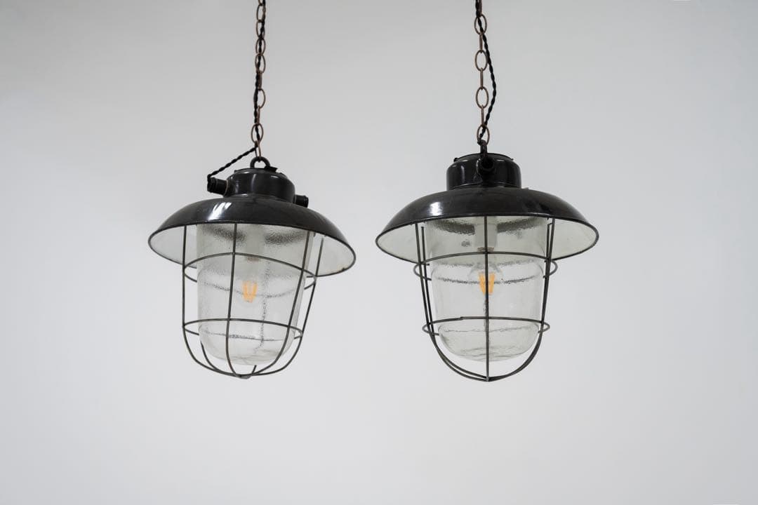 ビンテージインダストリアル ペンダントライト 2個セット ブラック