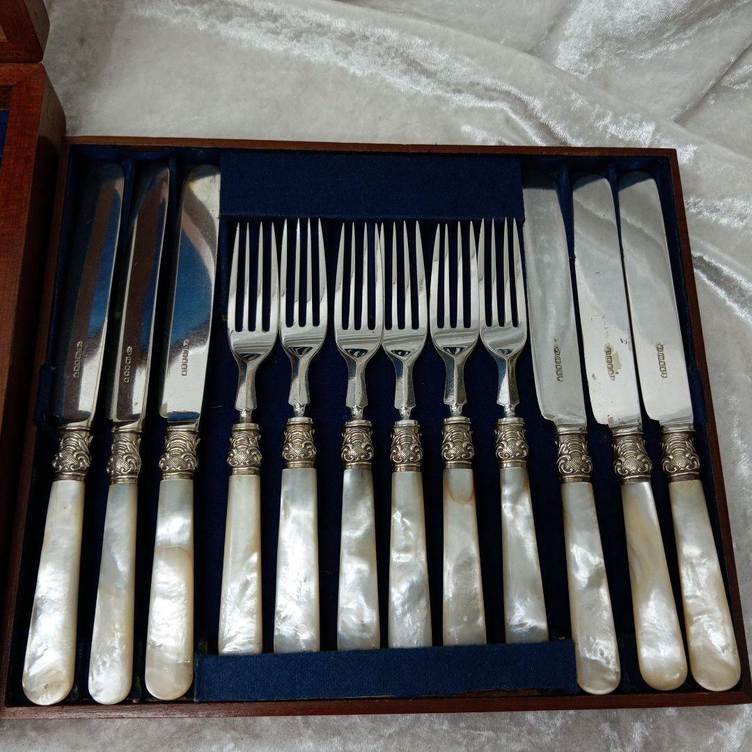 英国 白蝶貝 カトラリーセット ナイフ フォーク 24本 マザーオブパール