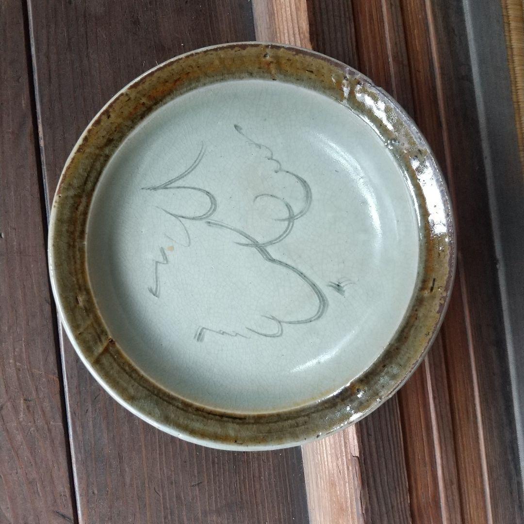 骨董 明治の酒津焼　秋草芒に虫の図　丸皿四枚！渋い