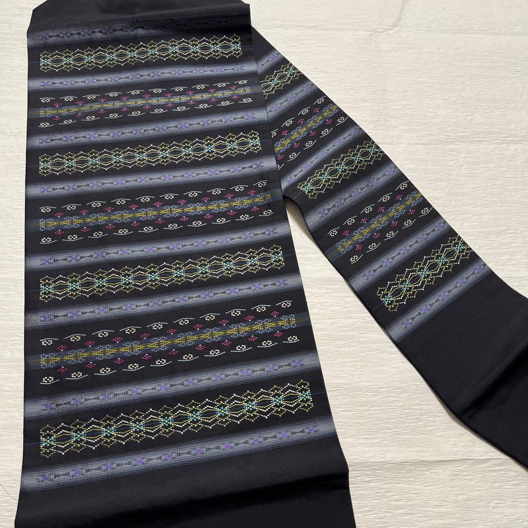 本場琉球南風原花織 名古屋帯 正絹 証紙付き