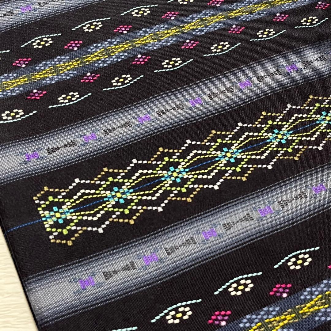 本場琉球南風原花織 名古屋帯 正絹 証紙付き