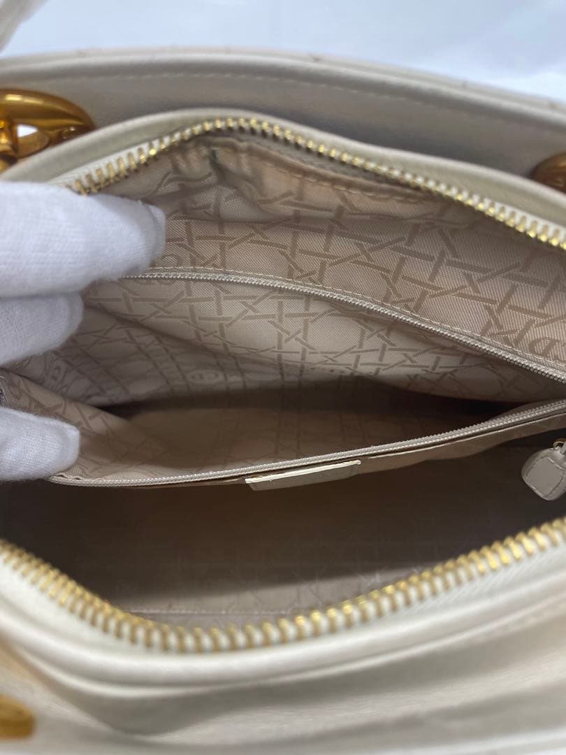 美品✨Dior レディディオール 2way ハンドバッグ ホワイト アイボリー