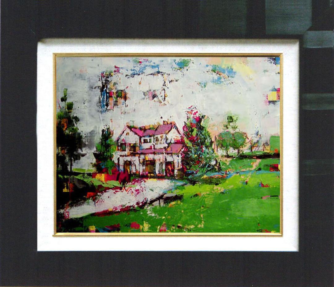 油絵 菅家令子 絵 絵画 インテリア 額付(黒) uF6-060704 風景