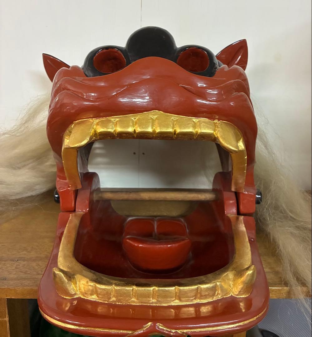 獅子舞　獅子頭　木彫　魔除け　祭　置物　古美術　神楽