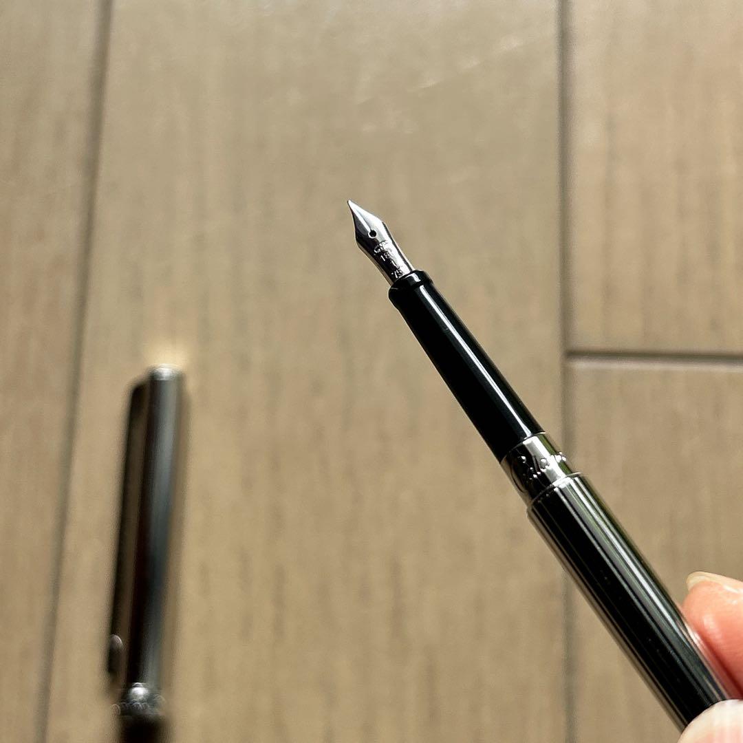 シャレーナ銀 EF ストライプ ブラック セーラー万年筆