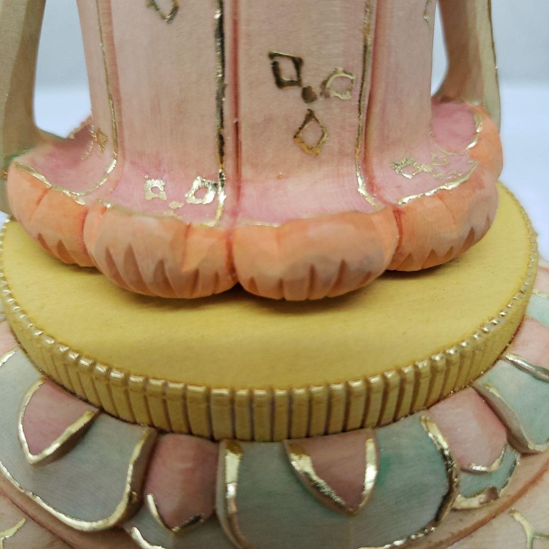 Ｂフライデー蔵出し特価　美しい仏像★ヒバ材 淡彩色錐金 吉祥天6寸★毘沙門天の妃