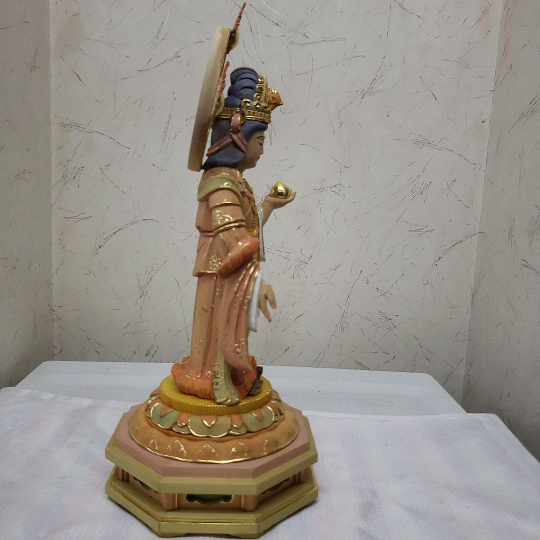 Ｂフライデー蔵出し特価　美しい仏像★ヒバ材 淡彩色錐金 吉祥天6寸★毘沙門天の妃