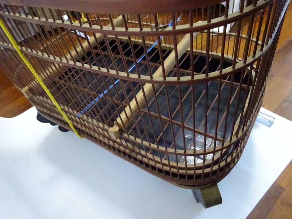 鳥籠ハンドメイド竹製鳥かご横45cm✕縦30cm奥行き28cmくらい止まり木付き