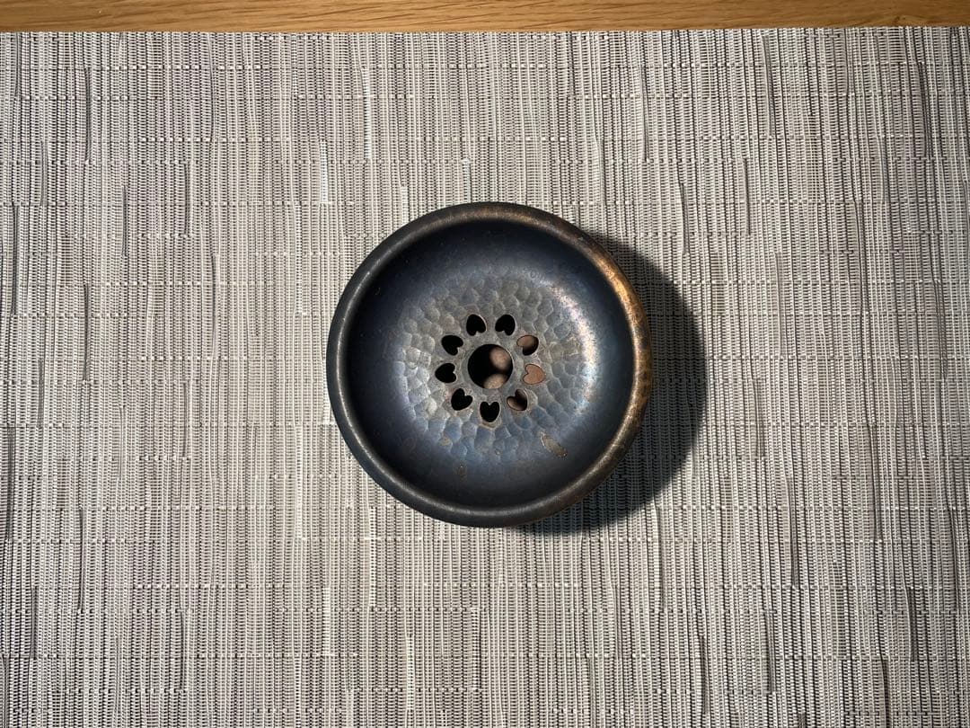 0297 玉川堂 茶こぼし 鎚起銅器 筒形蓋付建水