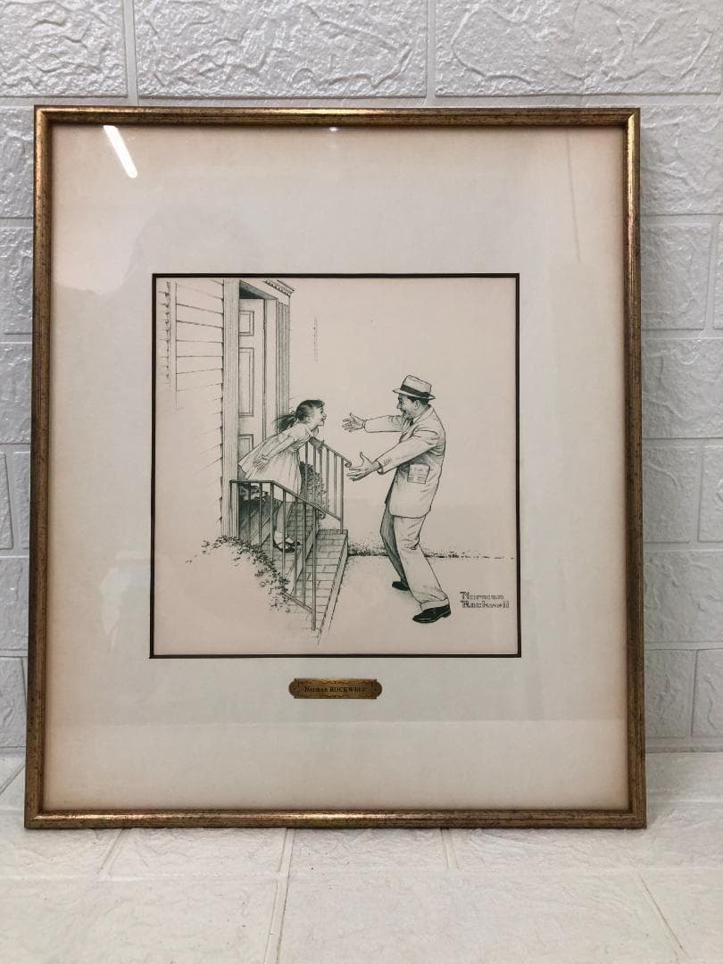 「真作」ノーマン・ロックウェル ドローイング リトグラフ【おかえりなさい】