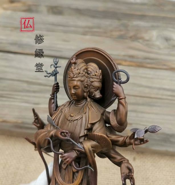 【修縁堂】真言宗 仏教法具 レトロです 摩利支天 魔除け銅製法器法具