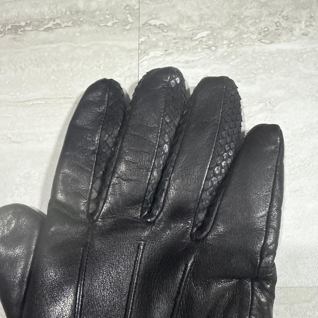 5351 POUR LES HOMMES レザーグローブ パイソン リアルレザー