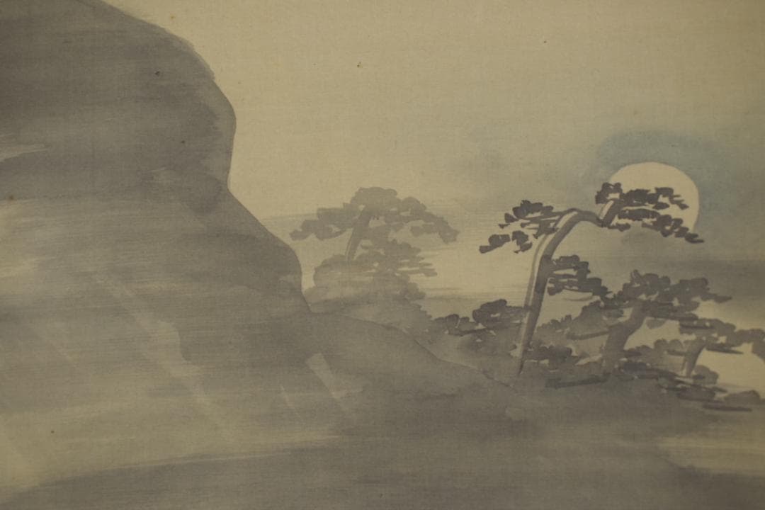 【真作】土佐光孚/山水高士人物図/東下り図/掛軸☆宝船☆Y-824　JM