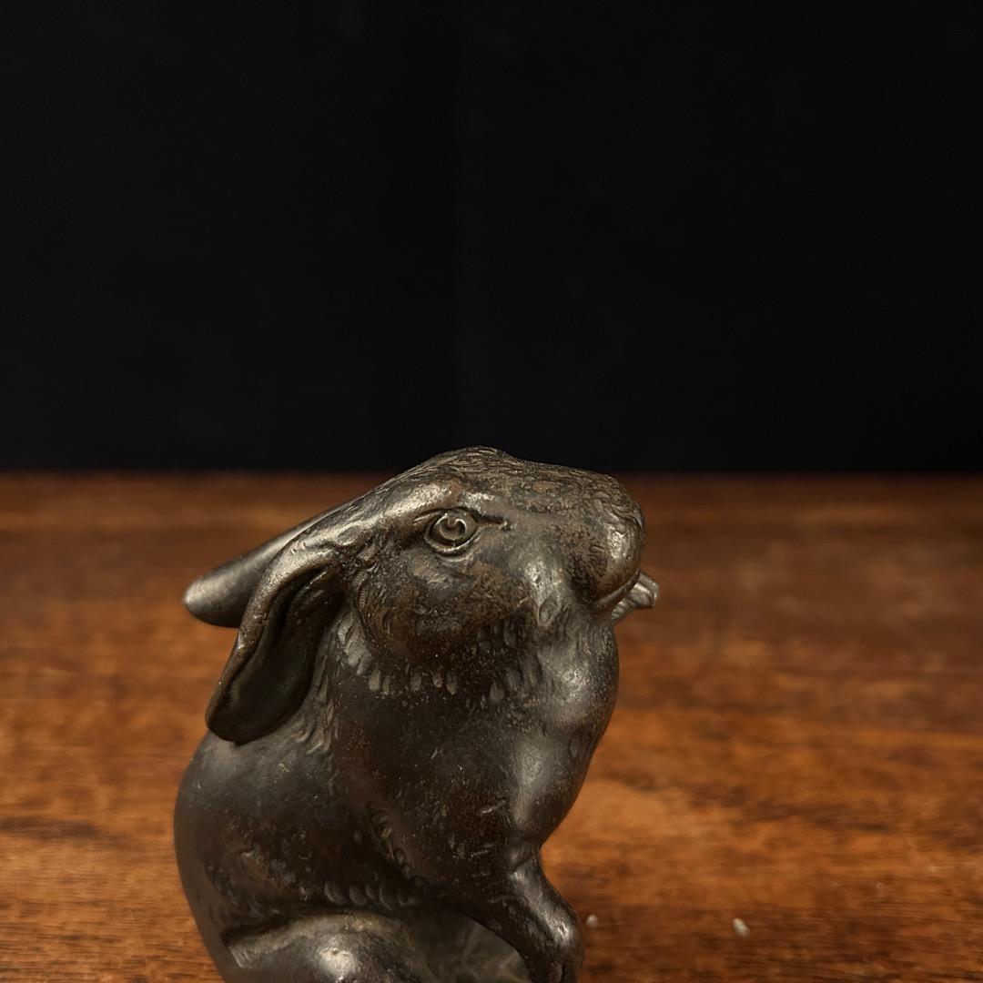 中国古美術　古銅 兎 置物Q-940