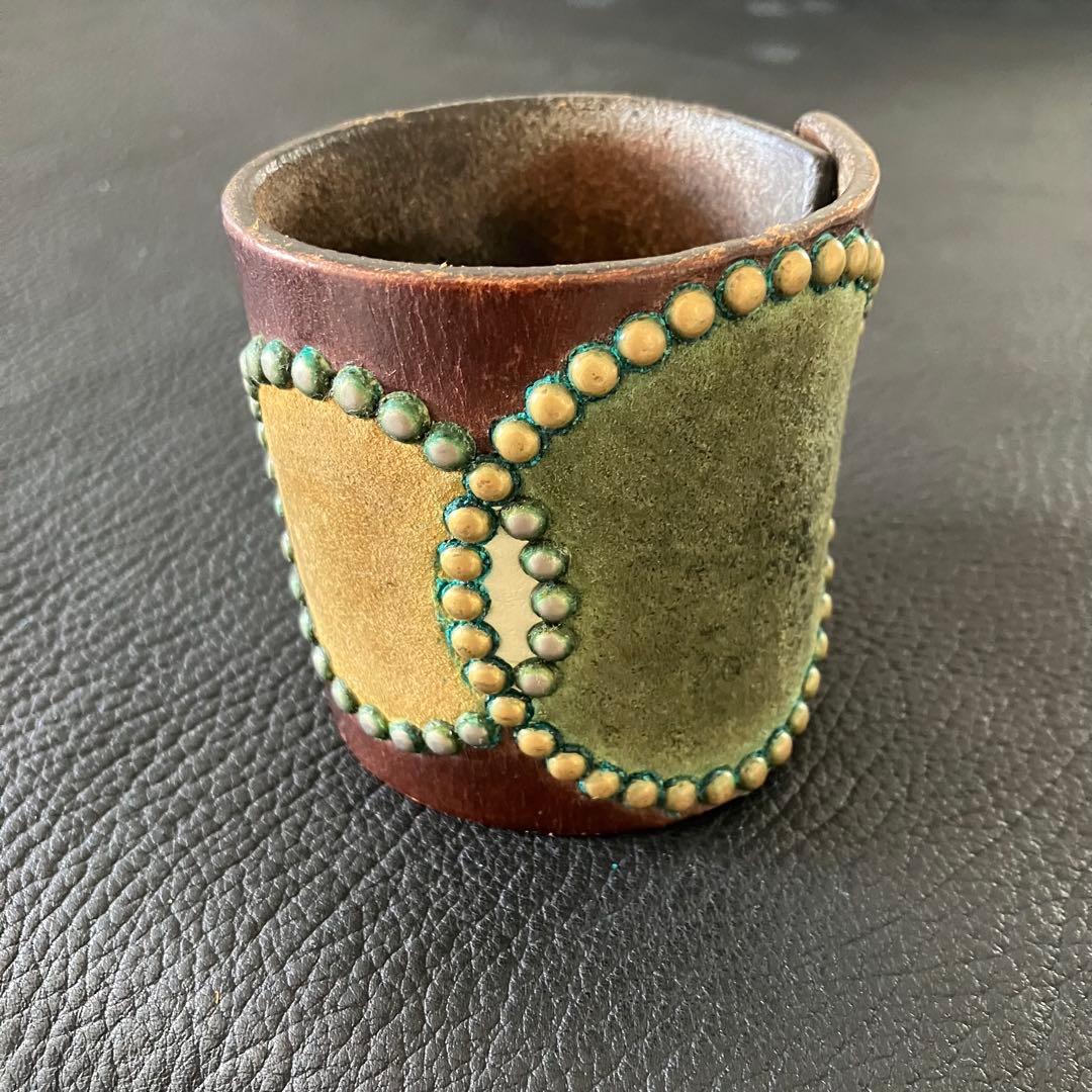 WOLF'SHEAD ウルフズヘッド 70mmサークルスタッズ ブレスレット 茶