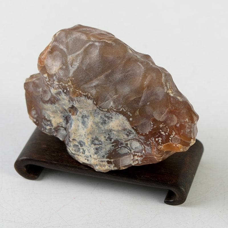 天然石　鑑賞石　瑪瑙　原石　唐木台付　置物　Z　8612