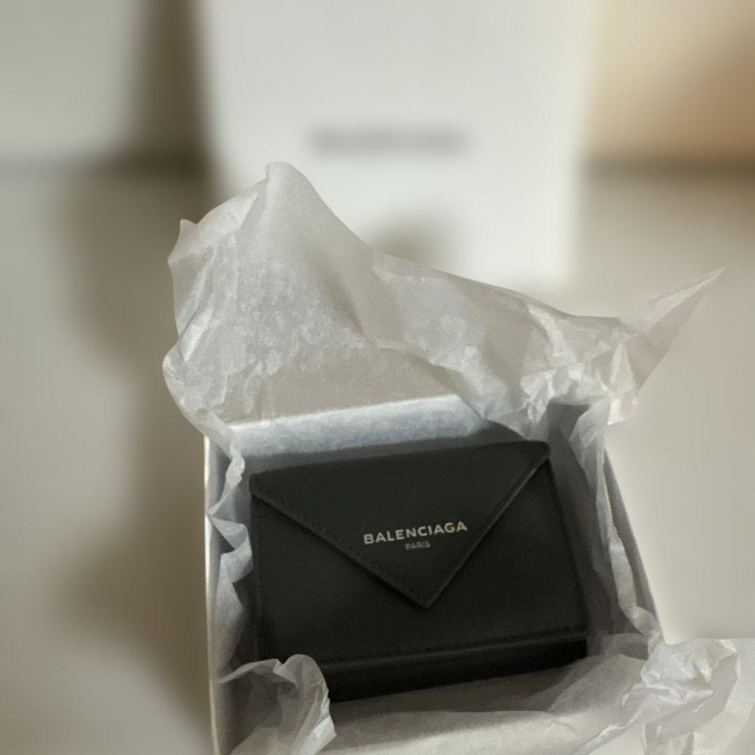 BALENCIAGA ダークグレー　三つ折り財布　ミニ財布　ミニウォレット