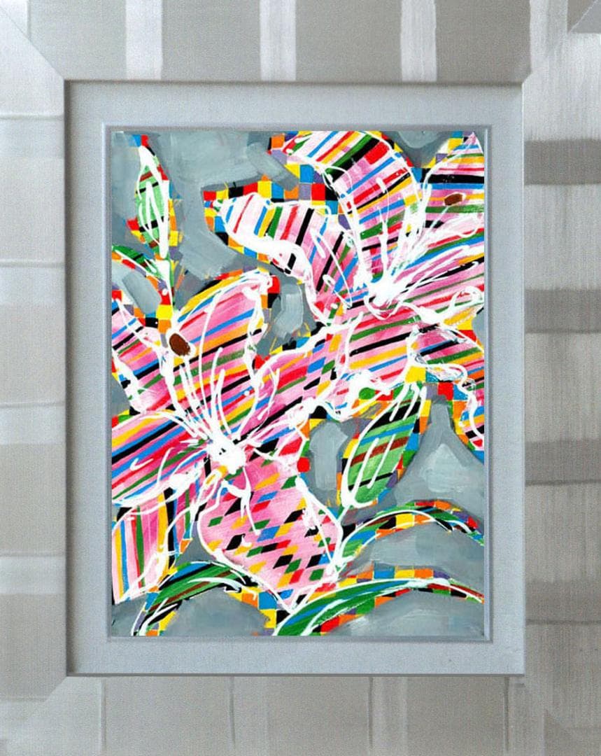 油絵 菅家令子 絵 絵画 インテリア uF6-064204 花 ゆり