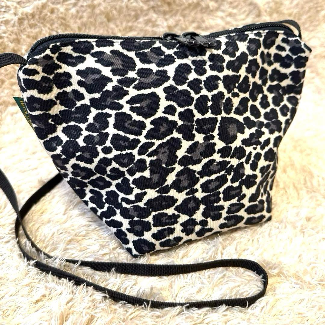 【美品】エルベシャプリエ 舟型ショルダーバッグ S パンサーブラン