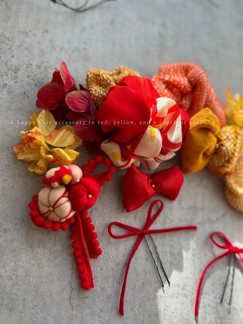 七五三　七五三髪飾り　ヘッドドレス　着物髪飾り可愛い黄色の髪飾り　036