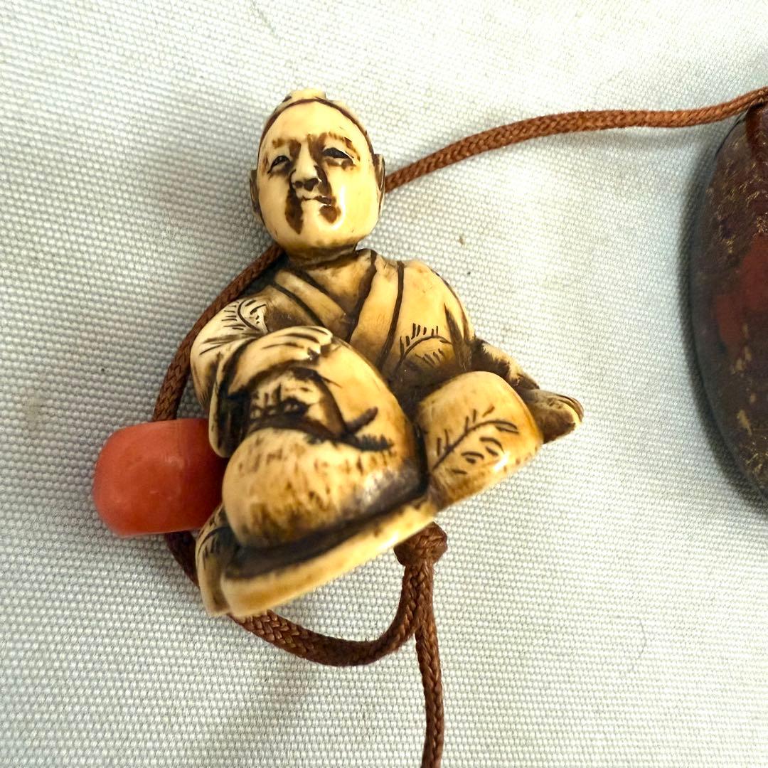 時代物　蒔絵印籠　根付