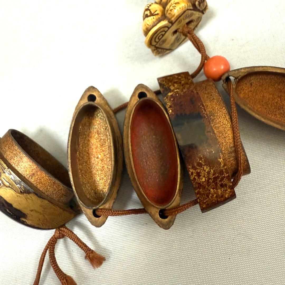 時代物　蒔絵印籠　根付