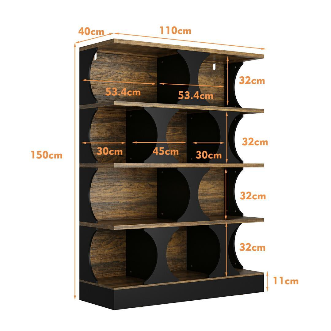 オープンラック 木製 大容量 収納棚 本棚 シェルフ ディスプレイ 4段 北欧風