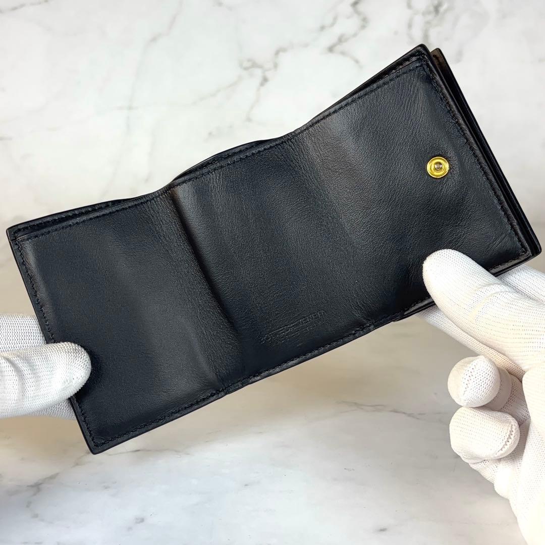 BOTTEGA VENETA ブラック イントレチャート タイニー 三つ折り財布
