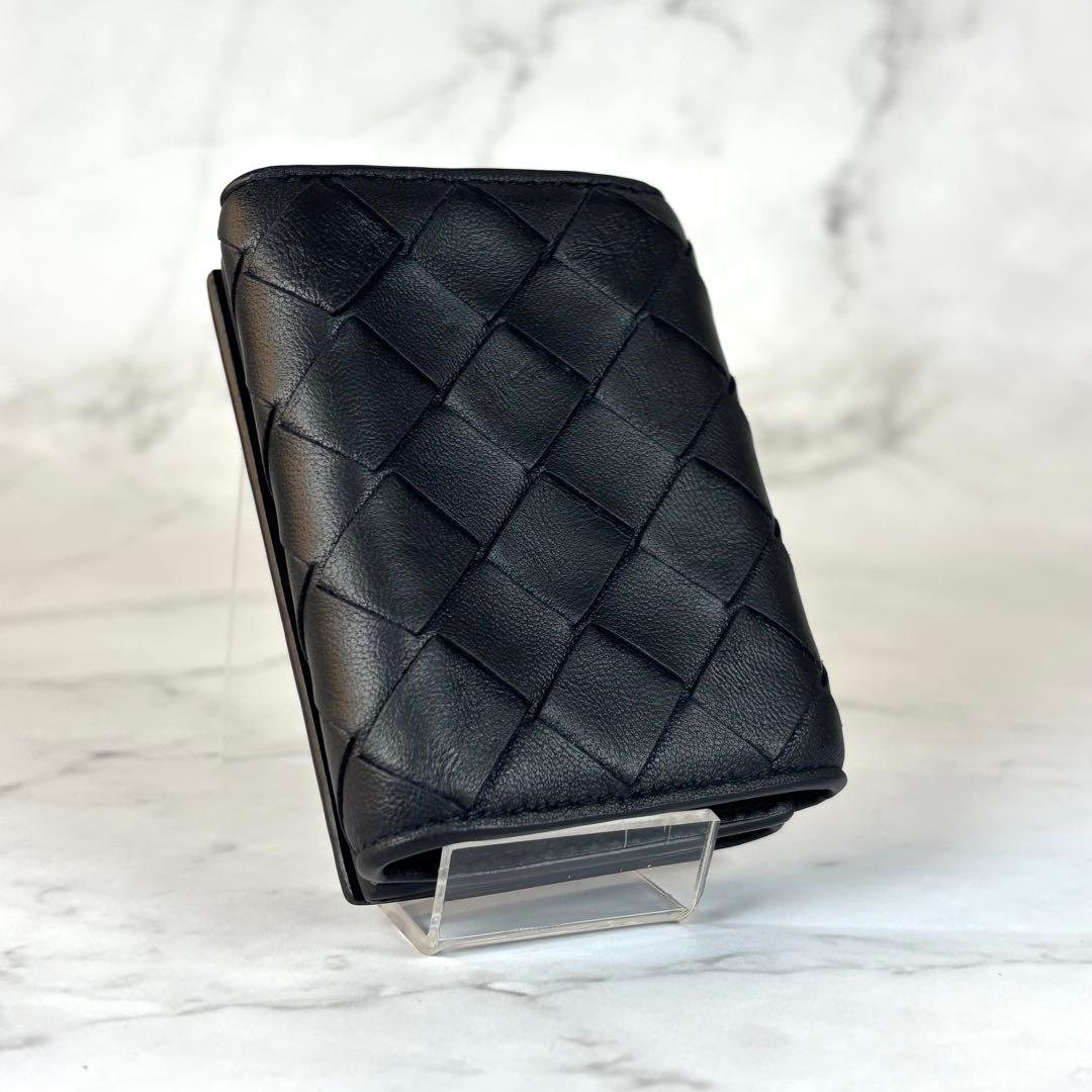 BOTTEGA VENETA ブラック イントレチャート タイニー 三つ折り財布