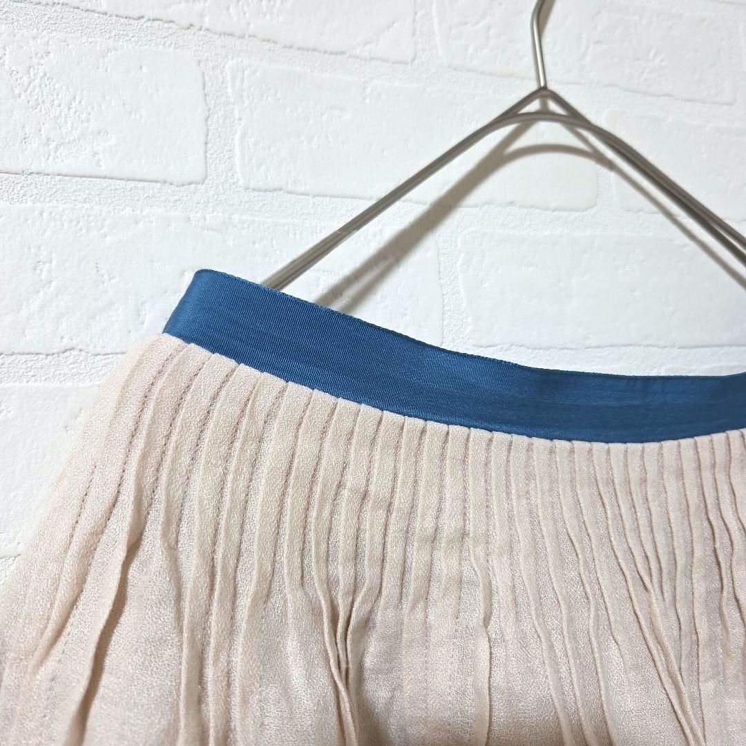 【mina perhonen　ミナ ペルホネン】　刺繍　リネン　スカート　タック