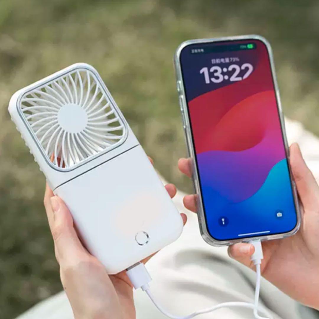 モバイルバッテリー 3000mAh ハンディファン 充電 手持ち扇風機 首かけ