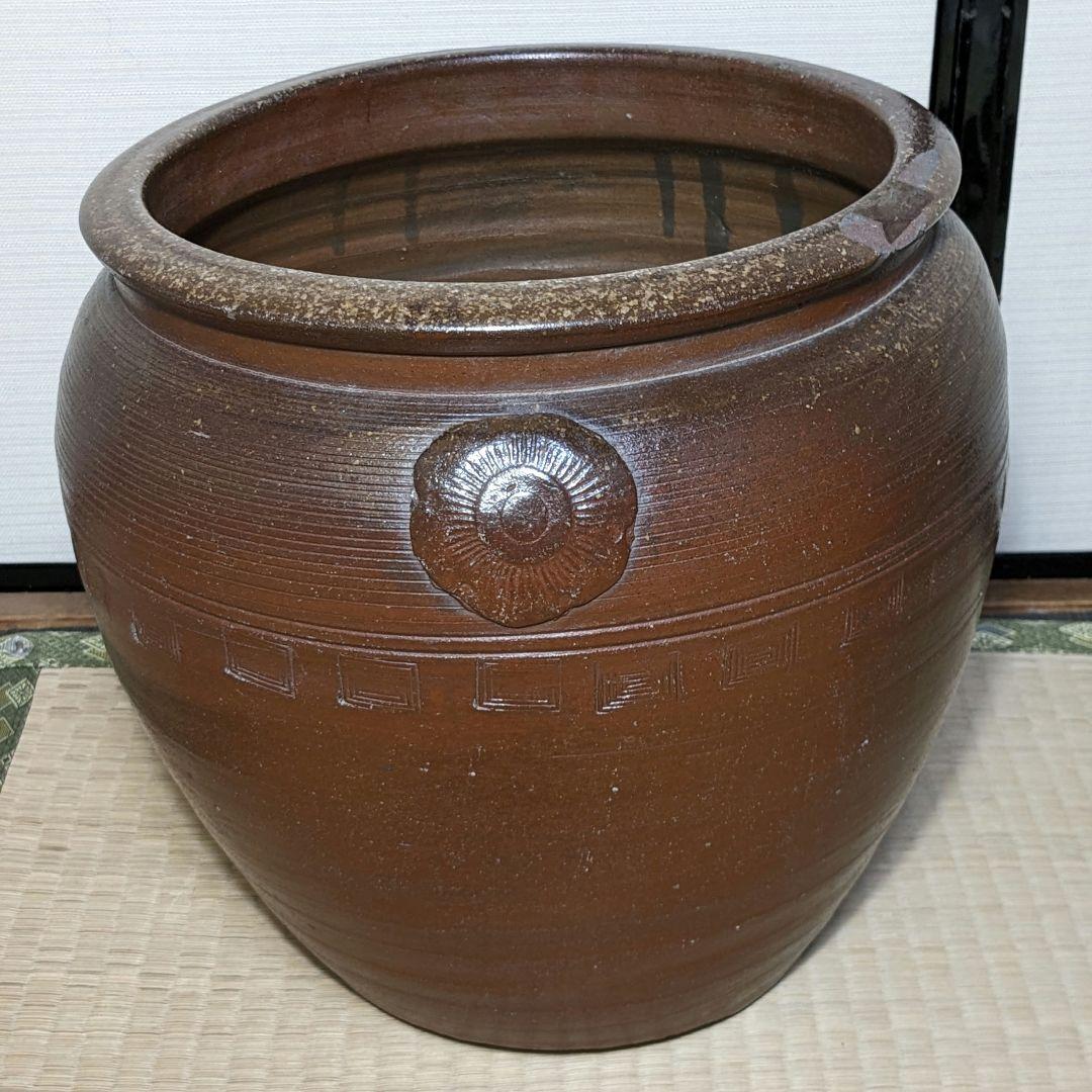 江戸末期 古備前 水屋甕 備前焼 水屋瓶 金魚鉢 メダカ鉢 火鉢 水槽 置物