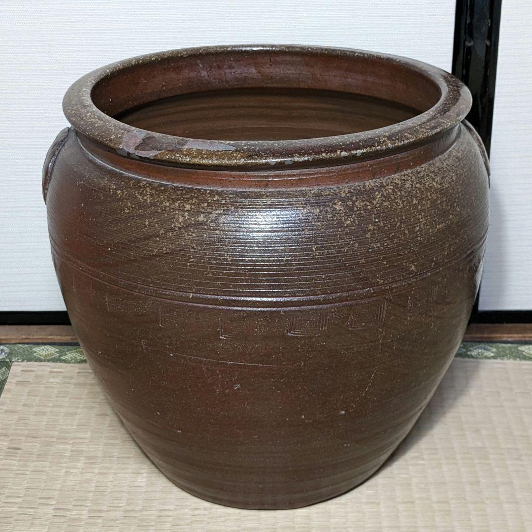 江戸末期 古備前 水屋甕 備前焼 水屋瓶 金魚鉢 メダカ鉢 火鉢 水槽 置物