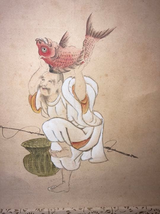 [特価]希少　恵比寿様大黒様祝福舞掛軸