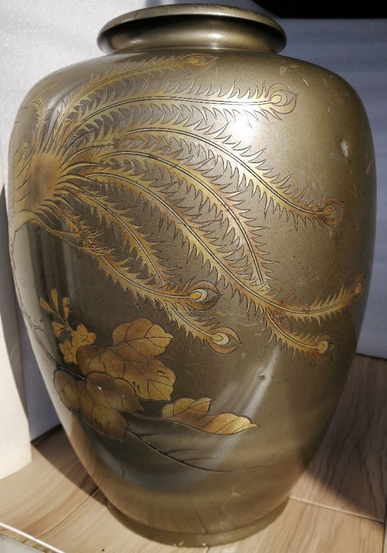 骨董品 、古美術特大古銅鳳凰花瓶