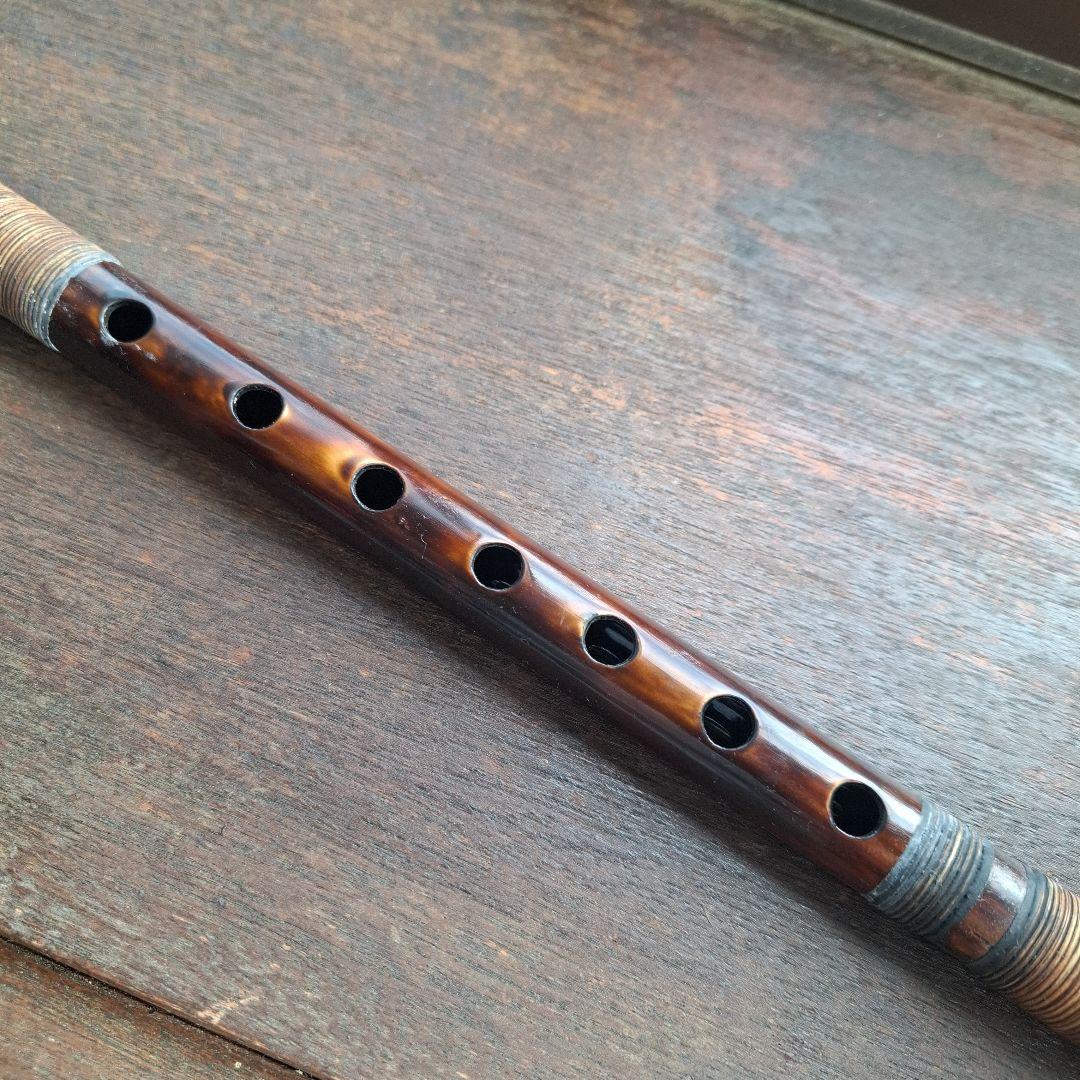 篠笛　古典調　7穴　5本調子　燻風仕上げ　天地胴藤巻き　超鐵仕様