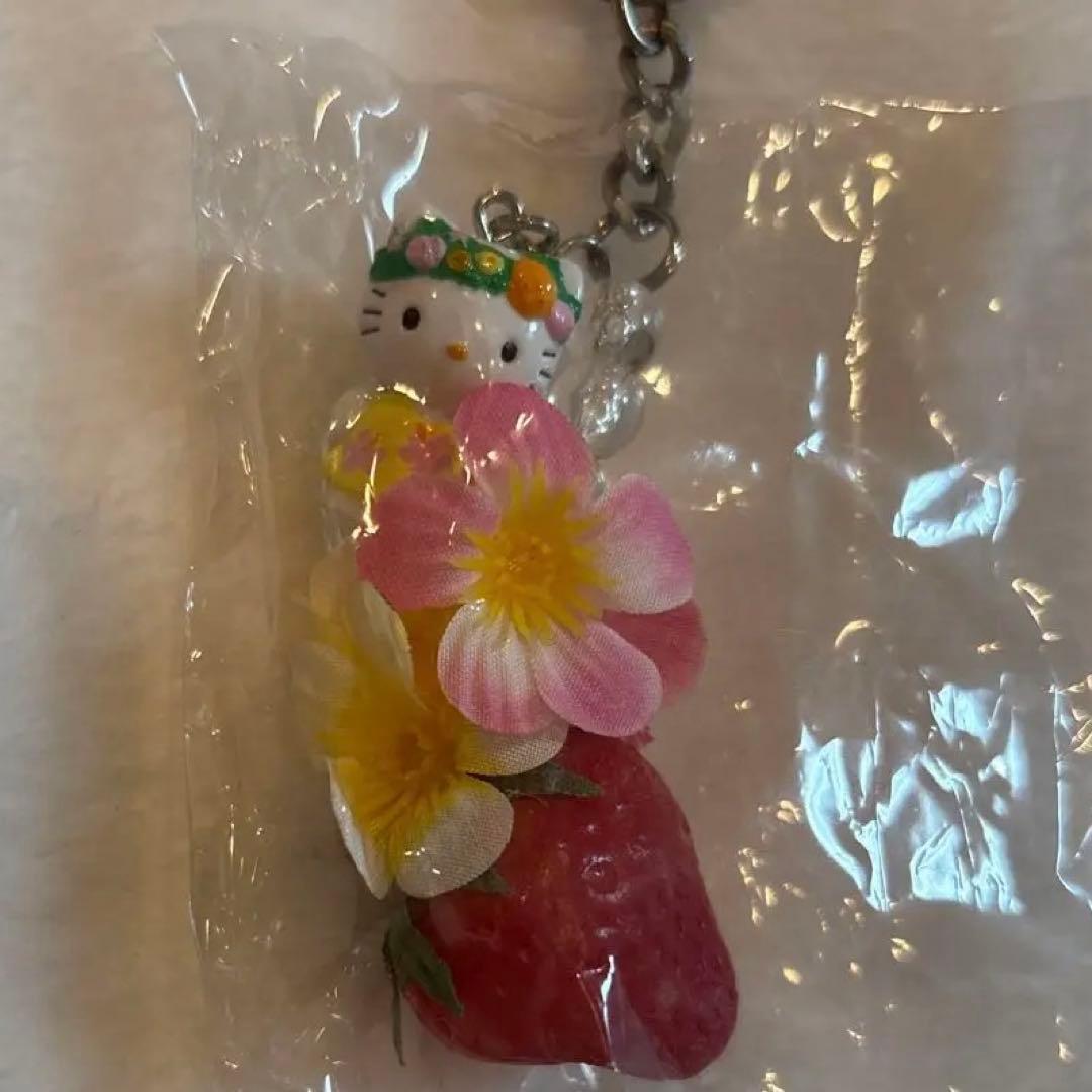 希少レア　2001年製 南国キティ トロピカルフルーツいちごと花のキーホルダー